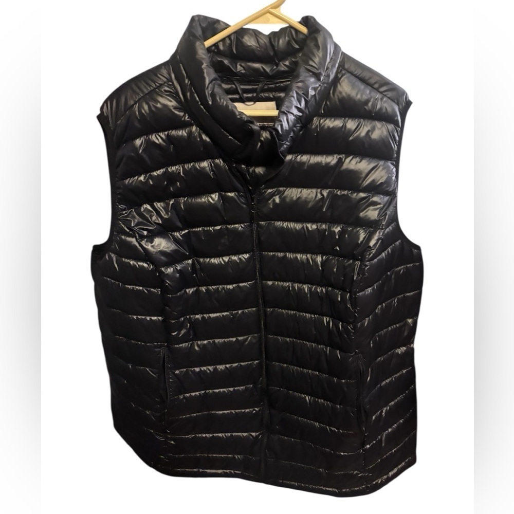 Chic Woman Within Glossy Black Puffer Vest Trendy